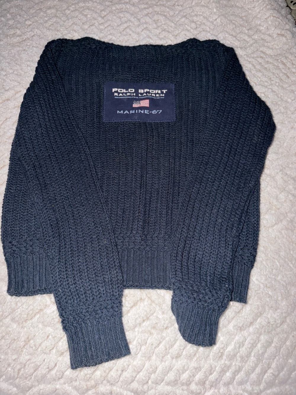 Polo Sport Ralph Lauren Navy and Red Logo Knit Sweater